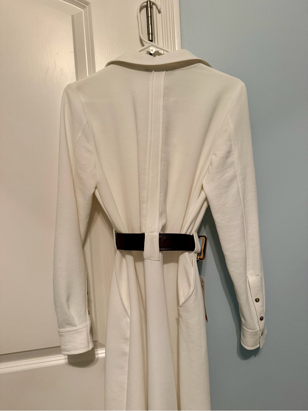 Zara Cream Shirt Dress with Dark Brown Belt - Picture 3 of 4